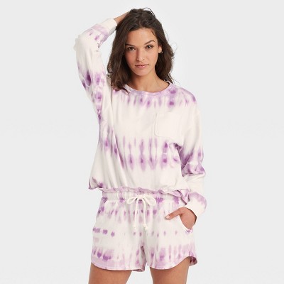 Women's Tie-Dye French Terry Sweatshirt - Universal Thread™ Purple/White XS