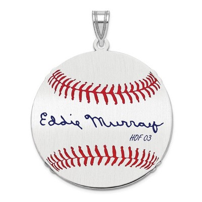Black Bow Jewelry Sterling Silver Eddie Murray Signature LG Enamel Baseball Pendant