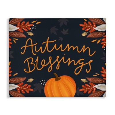 Stupell Industries Autumn Blessings Fall Leaves Pumpkin Canvas Wall Art
