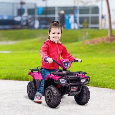 Pink 12V Kids Electric Quad with Wear-Resistant Tread
