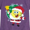 Girls' - SpongeBob SquarePants - Santa Spongebob Fitted Short Sleeve Graphic T-Shirt - 2 of 4