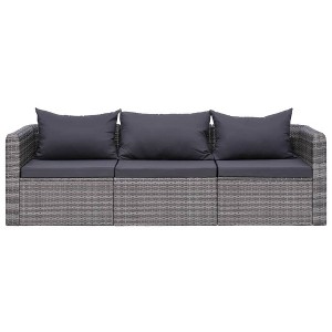 vidaXL Outdoor Sofa Couch with Cushions Patio Deck Wicker Furniture PE Rattan - 3 Piece - 1 of 4