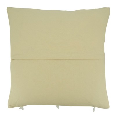 Beige Frayed Stitch Line Down Filled Throw Pillow