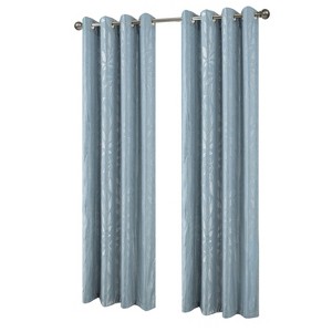 RT Designers Collection Bexley Foil Jacquard Polyester Window Curtain Grommet Panel 52" x 84" Wedgewood - 1 of 4