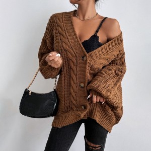 Womens Oversized Cardigan Sweaters Fall Winter Lightweight Knit Cardigan Open Front Button Coats - 1 of 4