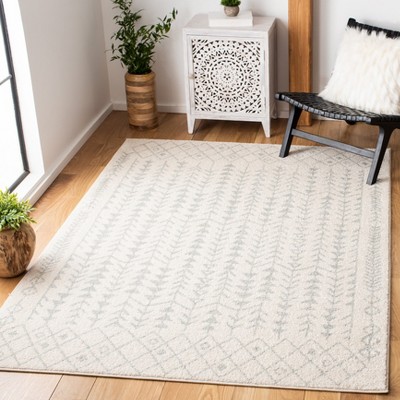 Light Grey and Ivory Hand-knotted Rectangular Area Rug 4' x 6'
