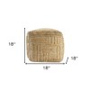 HomeRoots 18" Natural Jute Blend Cube Striped Pouf Ottoman - 2 of 4