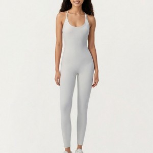 Anna-Kaci Active Women's Scoop Neck Full-Length Activewear Bodysuit with Spaghetti Straps - 1 of 4