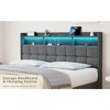 DOMETOUR King Size Upholstered Bed Frame with LED, Charging Station & 2 Drawers, Sturdy, Easy Assembly, No Box Spring Needed, Light Gray - 2 of 4