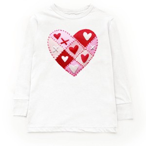 Heart Stitching Patchwork Print - Youth Long Sleeve Graphic T-Shirt - 1 of 4