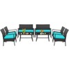 Costway 8PCS Patio Wicker Furniture Set Cushioned Chairs& Loveseat with Coffee Table Garden - image 2 of 4