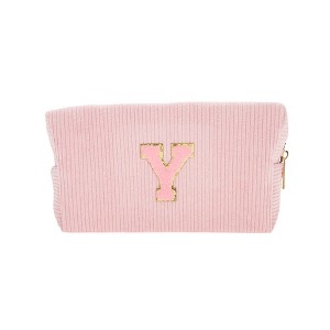 Unique Bargains Corduroy Rectangular Letter Makeup Bag Pink 1 Pc - 1 of 4