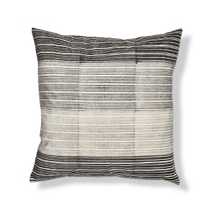 TAG 22"x22" Black and Khaki Block Print Stripe Cotton Accent Decorative Throw Pillow Poly Filled Removable Insert Square Machine Wash - 1 of 4