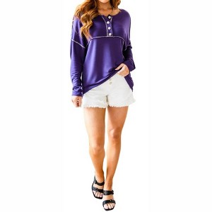 Women's Happiest in Spring Long Sleeve Henley Top - Haptics - 1 of 4