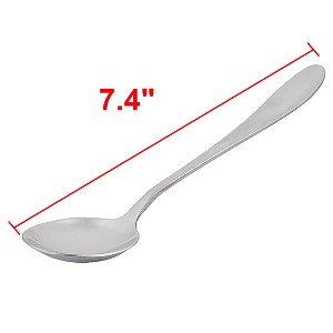 Unique Bargains Stainless Steel Round Kitchen Table Tea Soup Serving Spoons 7.4" x 1.9" Silver Tone 5 Pcs - 1 of 4