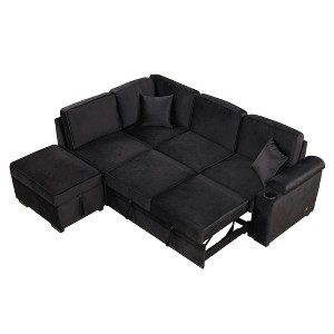 NicBex Modern 84.75" Pull Out Sofa Bed Velvet Convertible Sleeper Sofa with Storage Ottoman for Living Room - 1 of 4