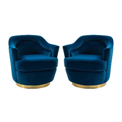 Set of 2 Cornelius Swivel barrel Chair with Metal Base | ARTFUL LIVING DESIGN
