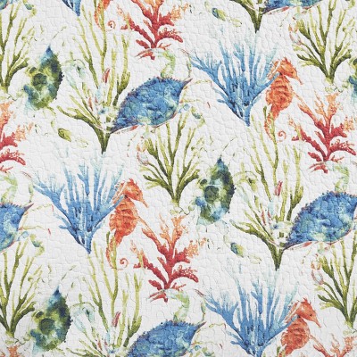 Marine Bliss King Cotton Quilt Set in Blue - Reversible & Lightweight