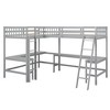 TIRAMISUBEST Twin Size L-Shaped Loft Bed with Ladder and 2 Built-in L-Shaped Desks, Solid Wood Loft Bed with Guardrails for 2 Kids - 4 of 4