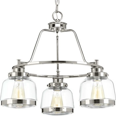 Antique Bronze 3-Light Chandelier with Clear Glass Shades