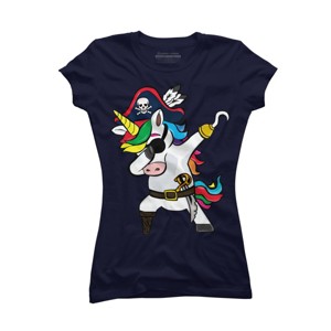 Junior's Design By Humans Dabbing Dance Pirate Unicorn Gifts Funny Halloween Costume Gift By lukesstore T-Shirt - 1 of 3