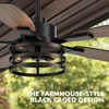 Siljoy 52-Inch Retro Black Downrod Curved Tube Ring-Style Iron Cage Ceiling Fan with Lights, Quiet Strong Airflow Ceiling Fan for Living Room Bedroom - 2 of 4