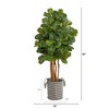 Nearly Natural 5-ft Fiddle Leaf Fig Artificial Tree in Handmade Black and White Natural Jute and Cotton Planter - 2 of 4