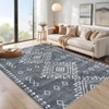 Area Rug Machine Washable Rug Geometric Vintage Non Slip Non Shedding Rugs Low Pile Distressed Throw Carpet for Living Room Bedroom - 3 of 4