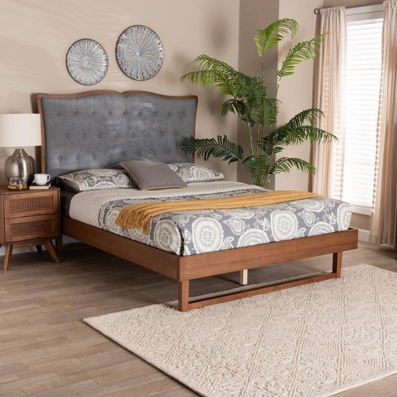 Baxton Studio King Padilla Fabric and Wood Platform Bed Gray/Walnut Brown, 1 of 9