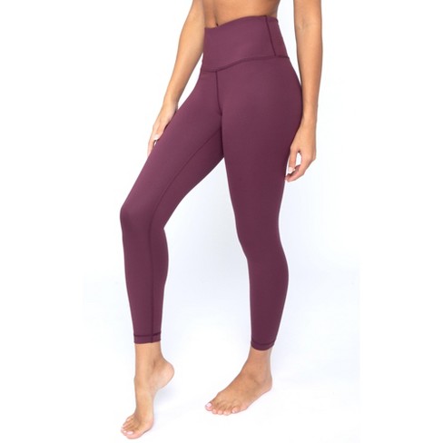 Yogalicious Womens Lux Ultra Soft High Waist Squat Proof Ankle Legging -  Mauve Wine - X Large