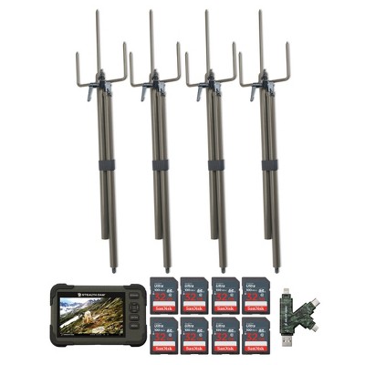 Stealth Cam Trail Camera Mount Stick with Card Viewer 32GB Memory Cards and Card Reader (4 Pack)
