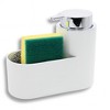 Home Mart Goods White Kitchen Soap Dispenser Caddy Set with Sponge & Scrubber - 2 of 2