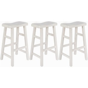 eHemco Heavy-Duty Solid Wood Saddle Seat Kitchen Counter Barstools, 29 Inches, Set of 3 - 1 of 4