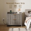 Boersma Fluted Nightstand Set of 2, 23" Modern Night Stand with Charging Station,Side Table with 2 Drawers,End Table with Storage,Bed Side Table - 4 of 4