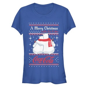 Juniors Womens Coca Cola Merry Christmas Polar Bear T-Shirt - 1 of 3