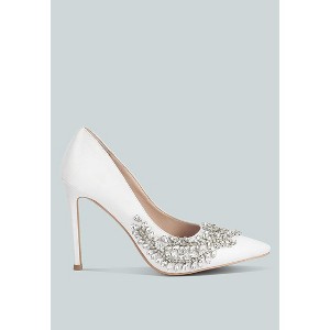 Rhinestones Embellished Satin Stiletto Pumps Women - 1 of 4