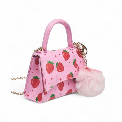Willow & Ruby Girls' Strawberry Fields Mini Top Handle Bag with Pom Charm - image 3