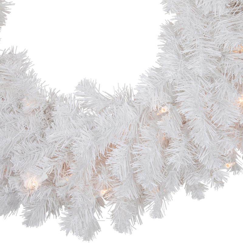 Northlight 24" Prelit Snow White Artificial Christmas Wreath - Clear Lights, 4 of 8