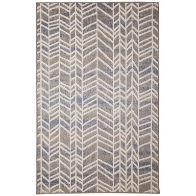 Cove Ivory and Grey Square Synthetic Indoor/Outdoor Rug