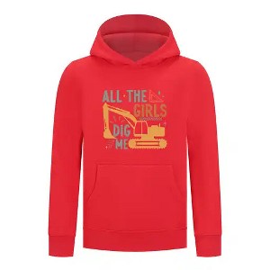 Everyday Kids All the Girls Dig Me Boys Pullover Hoodie – Funny Construction Truck Sweatshirt - 1 of 4