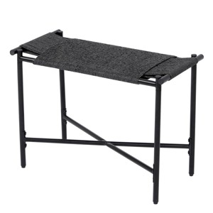 FURNIinspire Ottomans and Benches Handwoven Paper Rope Ottoman with Metal Frame Design for Contemporary Living Spaces, Black, 24.41"*12.2"*4.13" - 1 of 4