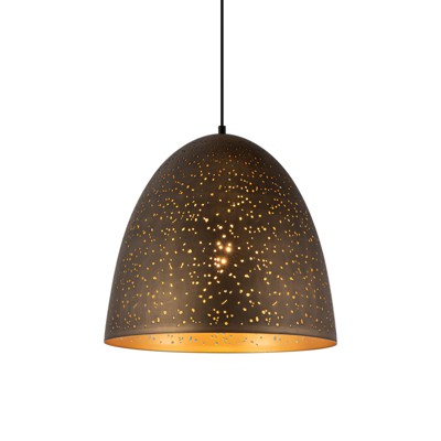 LLHZSY 1-Light 15 3/4" Dome Kitchen Island Pendant Light With Hollowed-Out Shade - Vintage Brass