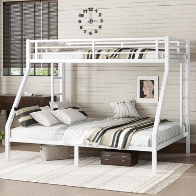 Twin XL Over Queen Bunk Bed with Ladder and Guardrails