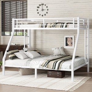 Twin XL Over Queen Bunk Bed with Ladder and Guardrails - 1 of 4