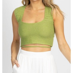 Women's KNIT CROSS-TIE BACK CROP TOP - Polagram - 1 of 4
