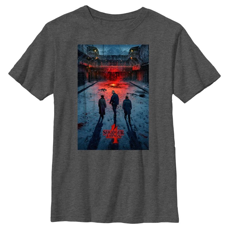 Boy's Stranger Things Four Friends Rift Apocalypse Poster T-Shirt, 1 of 6
