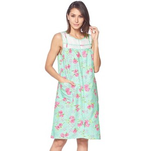 Casual Nights Women's Zipper Front House Dress Sleeveless Seersucker Housecoat Duster Lounger - 1 of 4