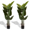 5 FT Artificial Bird of Paradise Tree Set of 2, Faux Tropical Palm Tree In Pot, Greenery Potted Plant with Realistic Leaves for Home Living Room - 2 of 4