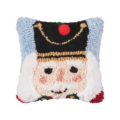 C&F Home 8" x 8" Nutcracker Hooked Petite Christmas Holiday Throw Pillow