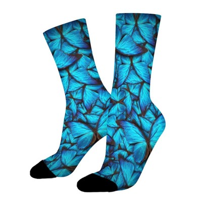 Beautiful Purple Butterflies Women Printed Crew Socks Funny Funky Socks Soft Polyester Novelty Gifts for Artists Men